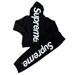 Supreme Satin Applique Tracksuit Black / White