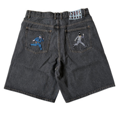Poser London "Police and Robber" Denim Jorts / Shorts Black