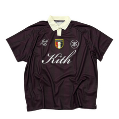 Kith Shadow Stripe Soccer Jersey Wine Red
