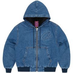 Corteiz Embossed C-Star Denim Work Jacket Navy Blue