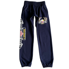 Corteiz Eagle Print Joggers / Sweatpants Dark / Navy Blue / Yellow / White
