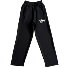 Corteiz Island Puff Open Leg Joggers / Sweatpants Black / White