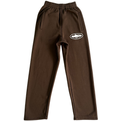 Corteiz Island Puff Print Joggers / Sweatpants Brown / White