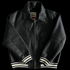 Corteiz 100% Leather Jacket Black / White
