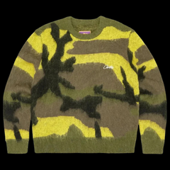 Corteiz Mohair Camo Knit Sweater Camo Green