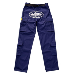 Corteiz Alcatraz Cargo Pants Navy / Dark Blue / White