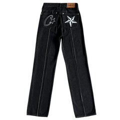Corteiz Denim Jeans Black / White