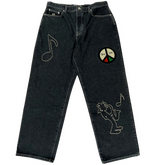 Stussy x Patta Zip Denim Work Pants / Zip Navy Blue