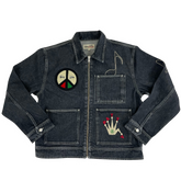 Stussy x Patta Zip Denim Work Jacket / Zip Navy Blue