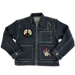 Stussy x Patta Zip Denim Work Jacket / Zip Navy Blue