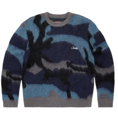 Corteiz Mohair Knit Sweater Camo Blue