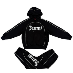 Supreme Curve Piping Tracksuit / Sweatsuit Black / White