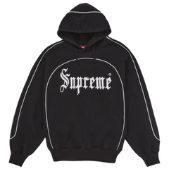 Supreme Curve Piping Hoodie Black / White