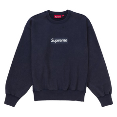 Supreme Box Logo Washed Sweater Navy / Dark Blue