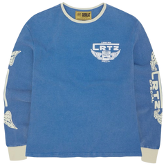 Corteiz Gasolina Waffle Washed Longsleeve Blue