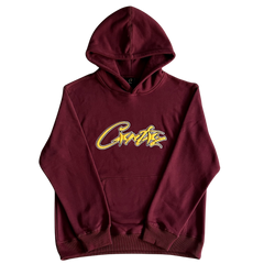 Corteiz Alphabet Hoodie Wine Red / Yellow