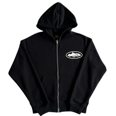 Corteiz Island Puff Print Zip Hoodie Black