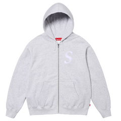 Supreme S Logo Zip Hoodie Gray