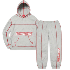 Supreme Coverstich Tracksuit Gray / Red