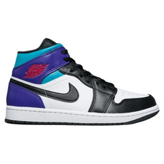 Nike Air Jordan 1 Mid Sneakers / Trainers Black / White / Purple / Baby Blue