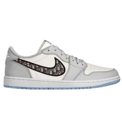 Nike x Christian Air Jordan 1 Low Sneakers / Trainers Gray / White / Black / Blue