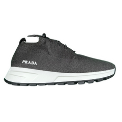 Prada Sport Knit No Tie Lace Up Sneakers / Trainers Gray / White