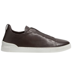 Zegna Triple Stitch Sneakers / Trainers Brown / White