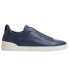 Zegna Triple Stitch Sneakers / Trainers Navy / Dark Blue / White