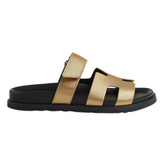 Hermes Chypre Slides / Sandals / Slippers Gold / Black