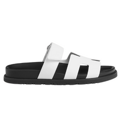 Hermes Chypre Slides / Sandals / Slippers White / Black