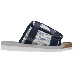 Christian Dior Alpha Oblique Sandals / Slides / Slippers Navy / Dark Blue / Gray / White