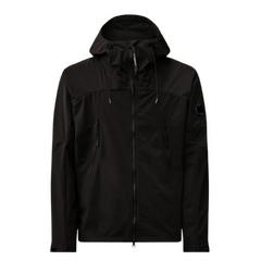 C.P. Company Pro-Tek Logo Plaque Hooded Jacket / Zip Hoodie Black