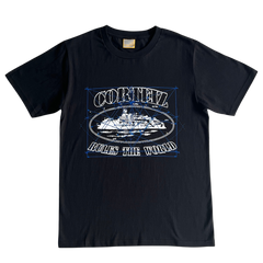 Corteiz Alcatraz Coordinates Shirt Black / White / Blue