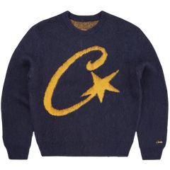 Corteiz C Star Mohair Knit Sweater Navy / Dark Blue / Yellow