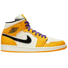 Nike Air Jordan 1 Mid Sneakers / Trainers Yellow / White / Black / Purple