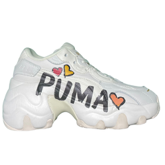 Puma Pulsar Wedge Sneakers / Trainers White / Beige / Cream / Black / Orange / Red / Yellow