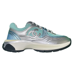 Chanel CC Runner Sneakers / Trainers Baby Blue / Silver / White / Black